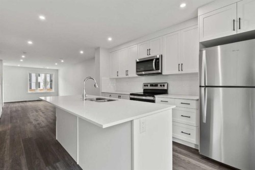 106-40 Livingston Parade Ne, Calgary, AB - Indoor Photo Showing Kitchen With Double Sink With Upgraded Kitchen