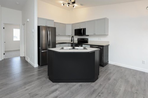 65 Leung Place, Blackfalds, AB - Indoor Photo Showing Kitchen With Double Sink