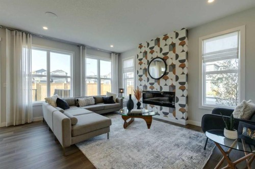 181 Mitchell Road Nw, Calgary, AB - Indoor Photo Showing Living Room With Fireplace