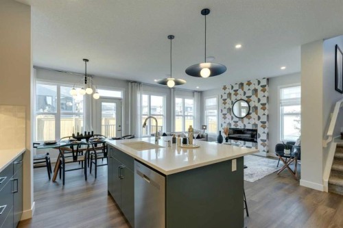 181 Mitchell Road Nw, Calgary, AB - Indoor Photo Showing Kitchen With Fireplace With Upgraded Kitchen