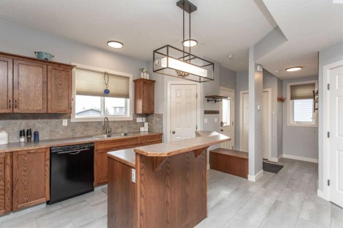 156 Long Close, Red Deer, AB - Indoor Photo Showing Kitchen With Double Sink