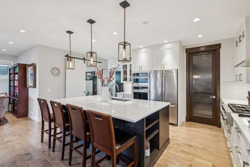 38 Yarrow Gate, Rural Rocky View County, AB - Indoor Photo Showing Kitchen With Upgraded Kitchen