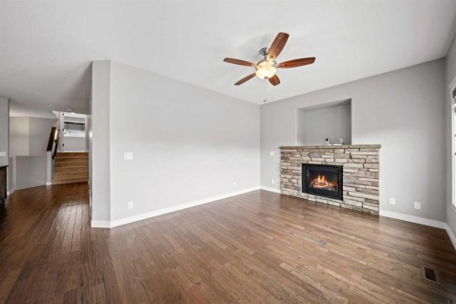 85 Turner Crescent, Red Deer, AB - Indoor Photo Showing Living Room With Fireplace