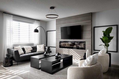 259 Corner Glen Gardens Ne, Calgary, AB - Indoor Photo Showing Living Room With Fireplace