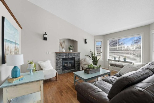 8 Van Dorp Street, Red Deer, AB - Indoor Photo Showing Living Room With Fireplace