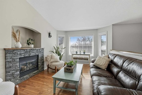 8 Van Dorp Street, Red Deer, AB - Indoor Photo Showing Living Room With Fireplace
