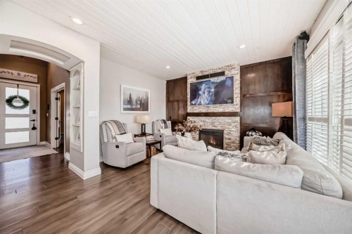 92 Allwright Close, Red Deer, AB - Indoor Photo Showing Living Room With Fireplace