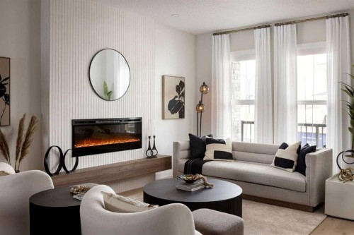 329 Creekside Drive Sw, Calgary, AB - Indoor Photo Showing Living Room With Fireplace