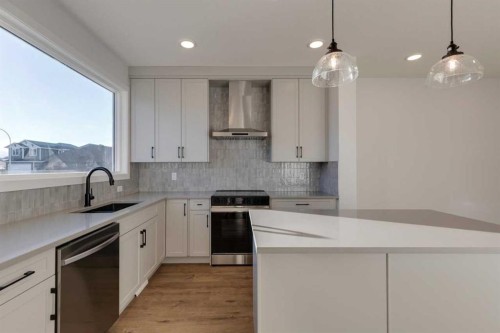 367 Fireside Drive, Cochrane, AB - Indoor Photo Showing Kitchen With Upgraded Kitchen