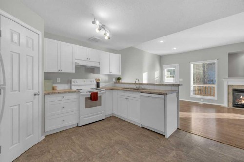 337 Addington Drive, Red Deer, AB - Indoor Photo Showing Kitchen With Fireplace
