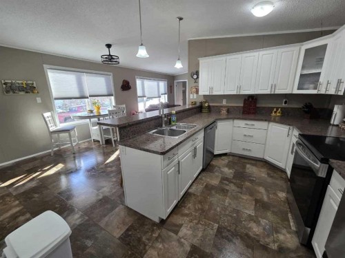 4916 49 Street, Botha, AB - Indoor Photo Showing Kitchen With Double Sink