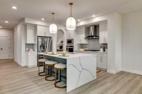 71 Emerson Crescent, Okotoks, AB - Indoor Photo Showing Kitchen With Stainless Steel Kitchen With Upgraded Kitchen