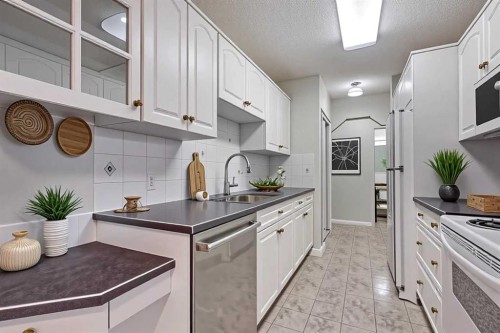 312-5330 47 Avenue, Red Deer, AB - Indoor Photo Showing Kitchen With Double Sink