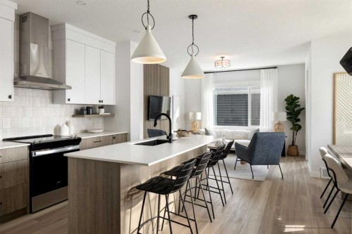 2138 Cobblebrook Crescent Sw, Airdrie, AB - Indoor Photo Showing Kitchen With Upgraded Kitchen