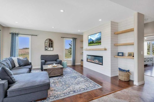 385069 Range Road 5-0, Rural Clearwater County, AB - Indoor Photo Showing Living Room With Fireplace