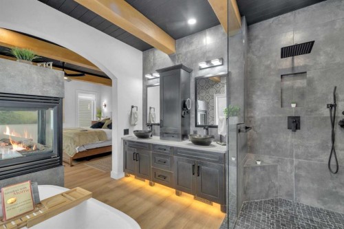 30 Law Close, Red Deer, AB - Indoor Photo Showing Bathroom With Fireplace