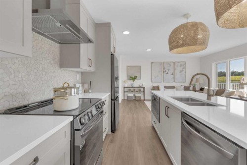 107 Hampton Crescent, Sylvan Lake, AB - Indoor Photo Showing Kitchen With Double Sink