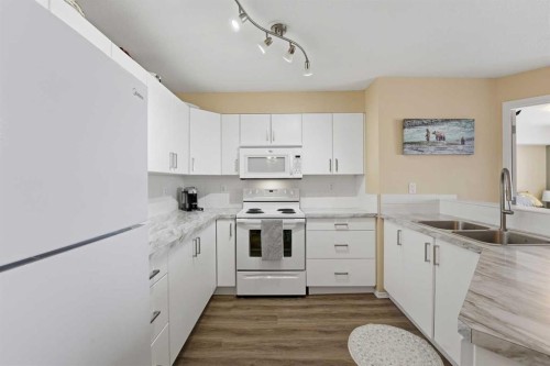 112-3 Broadway Rise, Sylvan Lake, AB - Indoor Photo Showing Kitchen With Double Sink