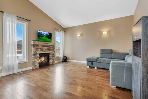 189 Van Slyke Way, Red Deer, AB - Indoor Photo Showing Living Room With Fireplace