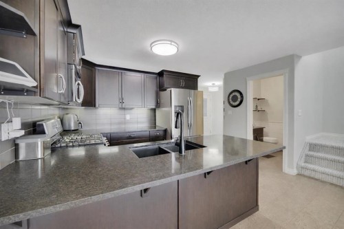 74 Van Slyke Way, Red Deer, AB - Indoor Photo Showing Kitchen With Double Sink With Upgraded Kitchen