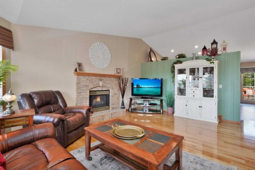 7 Revie Close, Red Deer, AB - Indoor Photo Showing Living Room With Fireplace