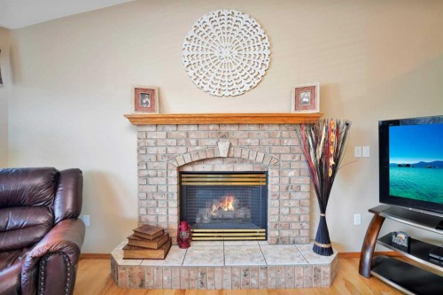 7 Revie Close, Red Deer, AB - Indoor Photo Showing Living Room With Fireplace