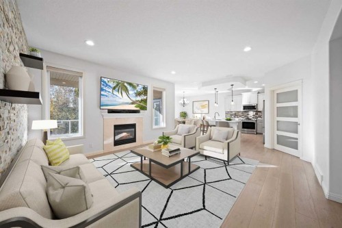 116 Allwright Close, Red Deer, AB - Indoor Photo Showing Living Room With Fireplace