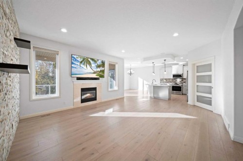 116 Allwright Close, Red Deer, AB - Indoor Photo Showing Living Room With Fireplace