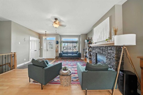 6511 57 Street, Olds, AB - Indoor Photo Showing Living Room With Fireplace