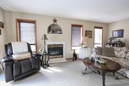 22D-32 Daines Avenue, Red Deer, AB - Indoor Photo Showing Living Room With Fireplace