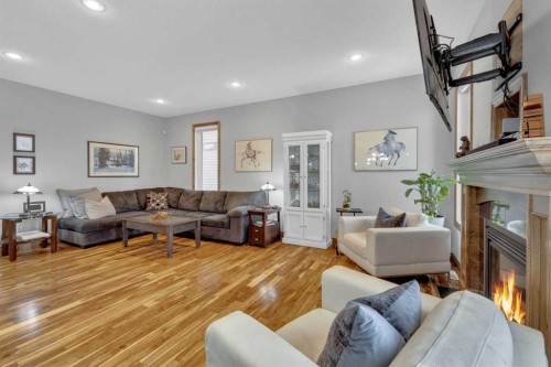8 Laurel Close, Sylvan Lake, AB - Indoor Photo Showing Living Room With Fireplace