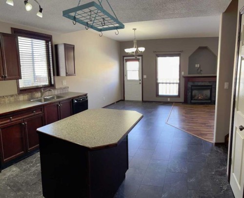 40 Alberts Close, Red Deer, AB - Indoor Photo Showing Kitchen With Fireplace With Double Sink