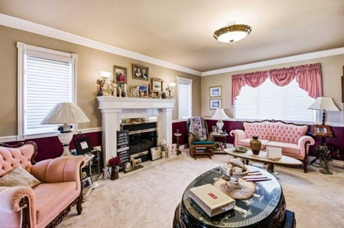 3000 35 Street, Ponoka, AB - Indoor Photo Showing Living Room With Fireplace
