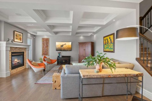24 Sawyer Close, Red Deer, AB - Indoor Photo Showing Living Room With Fireplace