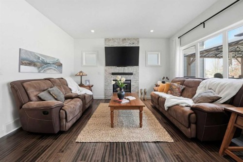 118 Viscount Drive, Red Deer, AB - Indoor Photo Showing Living Room With Fireplace