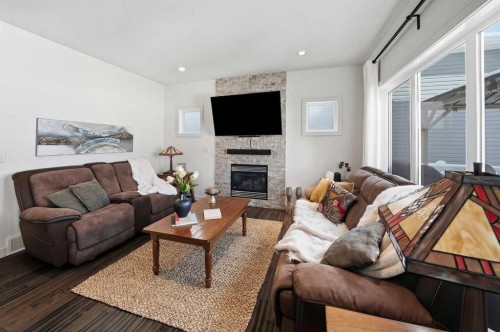 118 Viscount Drive, Red Deer, AB - Indoor Photo Showing Living Room With Fireplace
