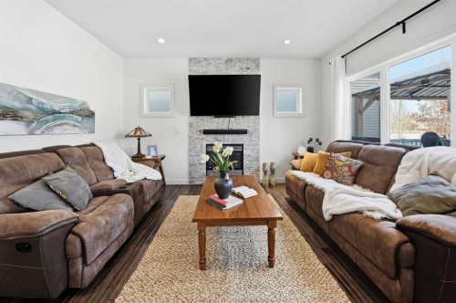 118 Viscount Drive, Red Deer, AB - Indoor Photo Showing Living Room With Fireplace