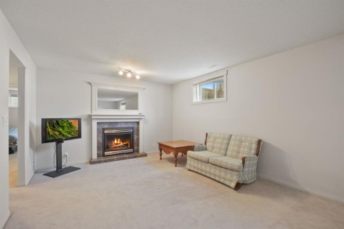 119 Ammeter Close, Red Deer, AB - Indoor Photo Showing Living Room With Fireplace