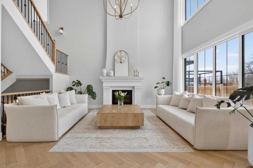 20320 29 Avenue Nw, Edmonton, AB - Indoor Photo Showing Living Room With Fireplace