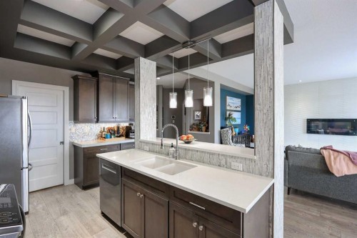112 Eastpointe Drive, Blackfalds, AB - Indoor Photo Showing Kitchen With Double Sink