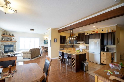 36067-42 Range Road Range, Rural Red Deer County, AB - Indoor Photo Showing Kitchen With Fireplace