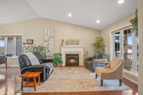 45 Emily Crescent, Lacombe, AB - Indoor Photo Showing Living Room With Fireplace
