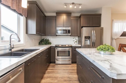 178 Truant Crescent, Red Deer, AB - Indoor Photo Showing Kitchen With Stainless Steel Kitchen With Double Sink With Upgraded Kitchen