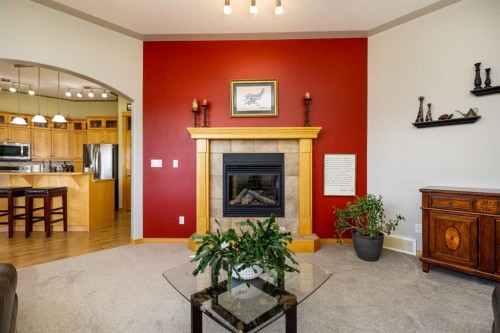 64 Lacey Close, Red Deer, AB - Indoor Photo Showing Living Room With Fireplace