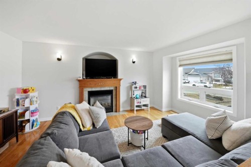 44 Duval Close, Red Deer, AB - Indoor Photo Showing Living Room With Fireplace