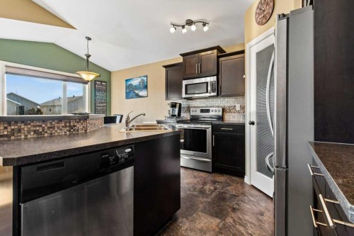 9 Cedar Crescent, Blackfalds, AB - Indoor Photo Showing Kitchen With Double Sink
