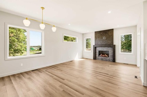 413 Valley View Close, Rural Clearwater County, AB - Indoor Photo Showing Living Room With Fireplace