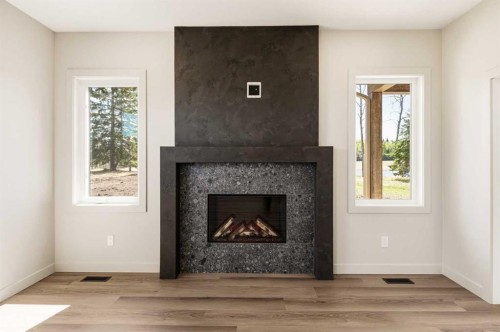 413 Valley View Close, Rural Clearwater County, AB - Indoor Photo Showing Living Room With Fireplace