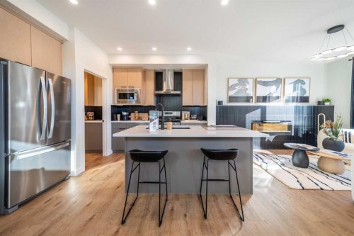 222 Layton Link Se, Airdrie, AB - Indoor Photo Showing Kitchen With Upgraded Kitchen