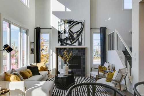 94 Bridgeport Landing, Chestermere, AB - Indoor With Fireplace